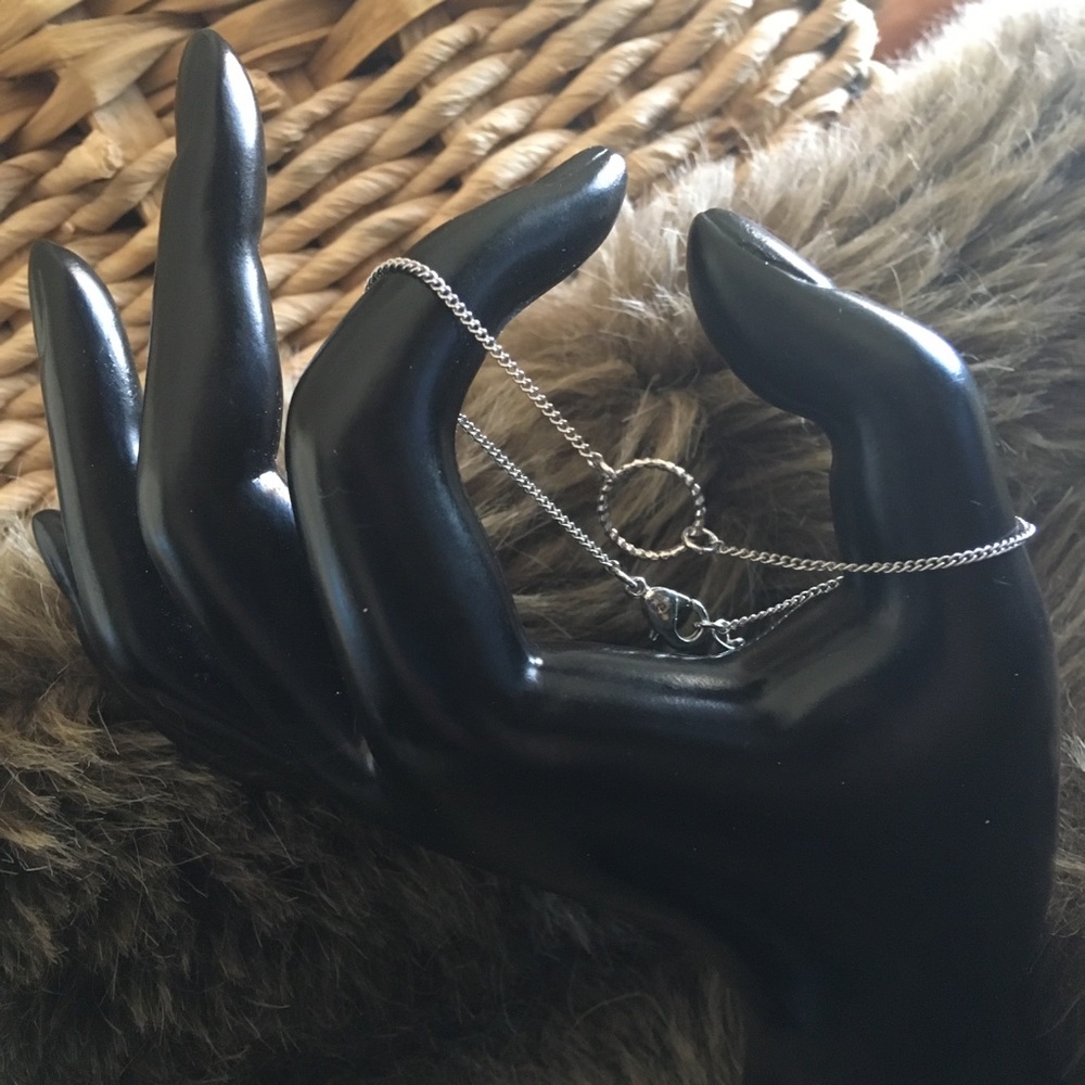 Silver tone sparkle cut ring bracelet anklet